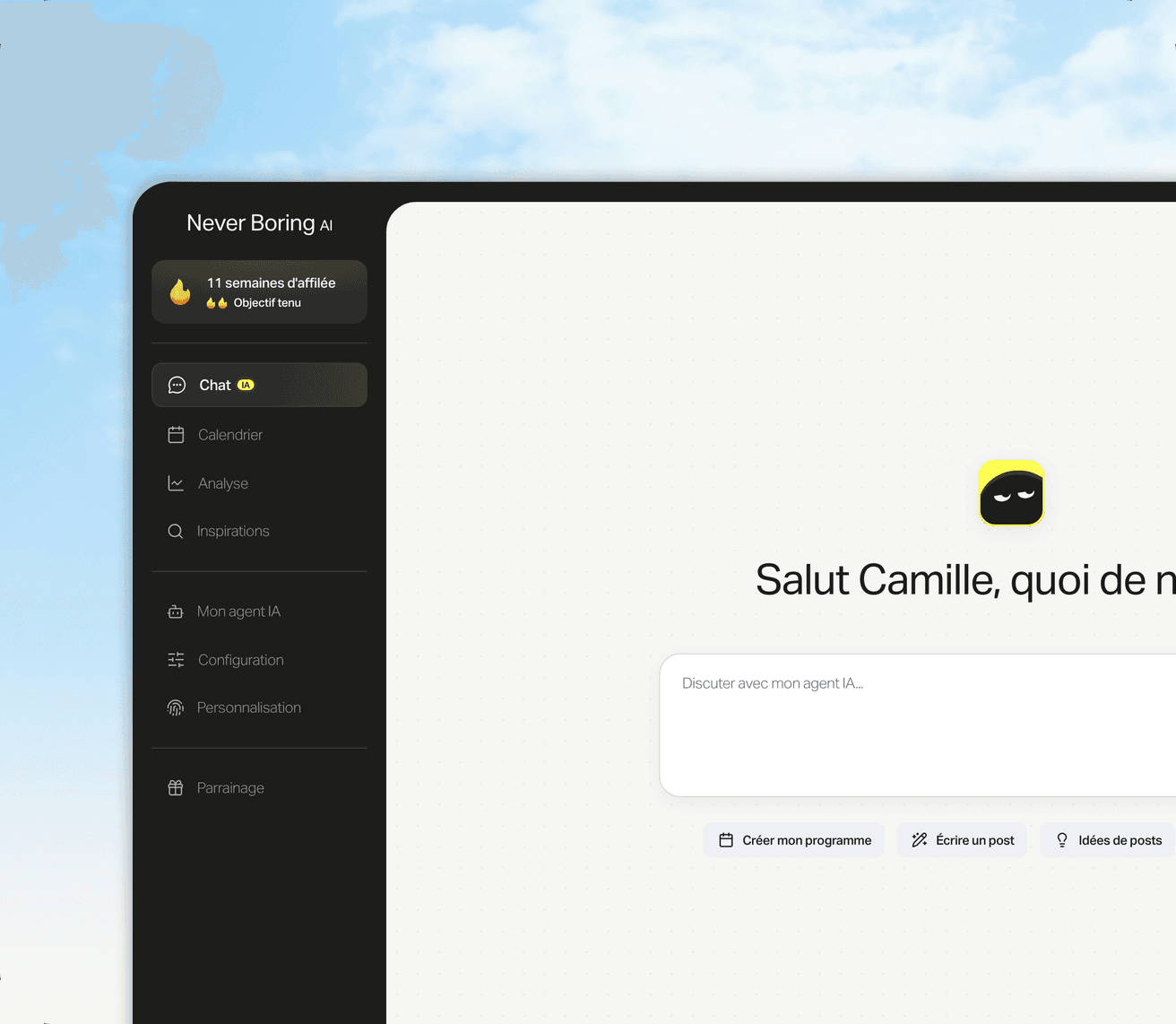 Screen for step: Talk to your AI agent